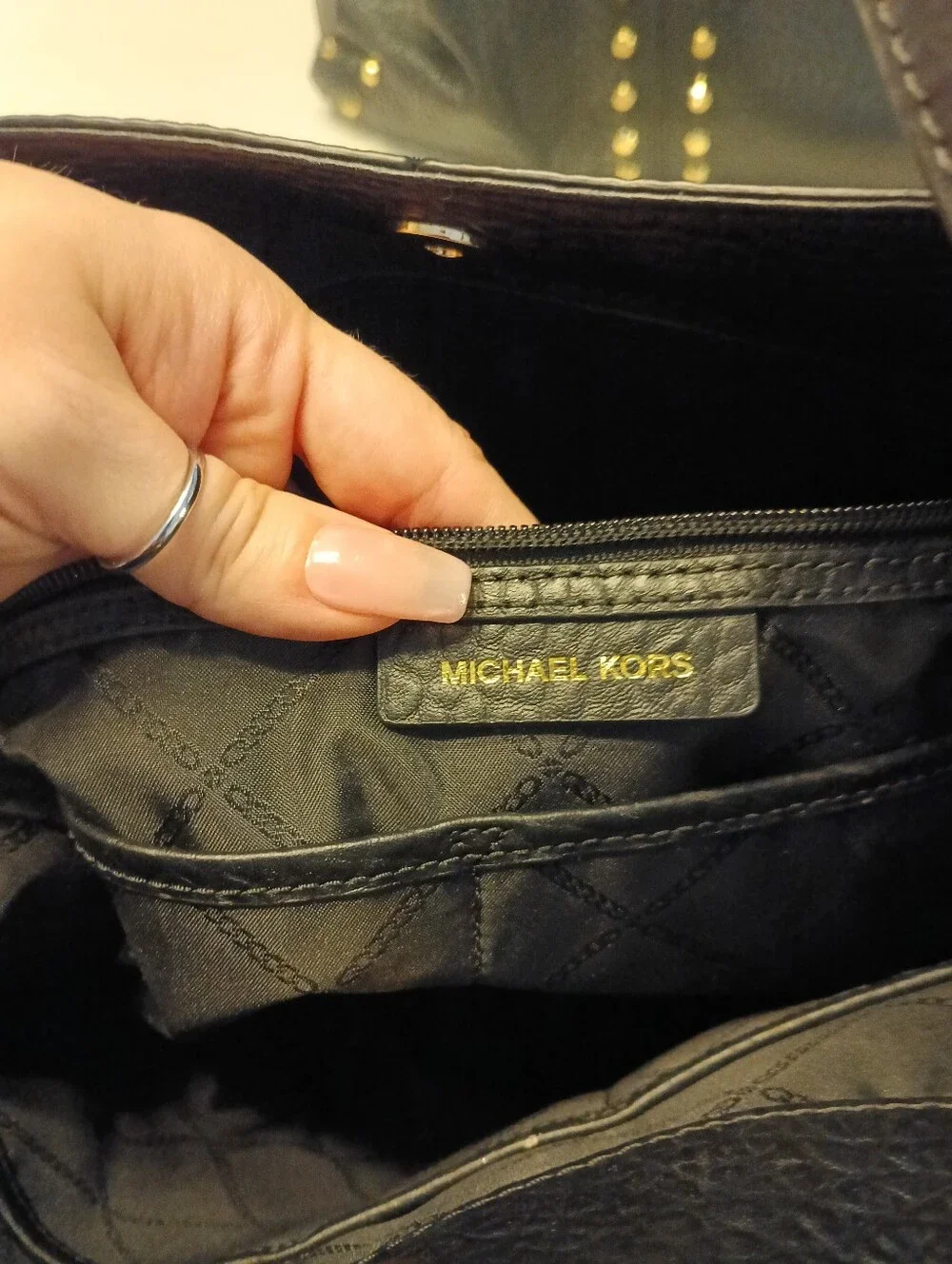 Michael Kors Uptown Astor Black Studded Leather Hobo Bag NWOT